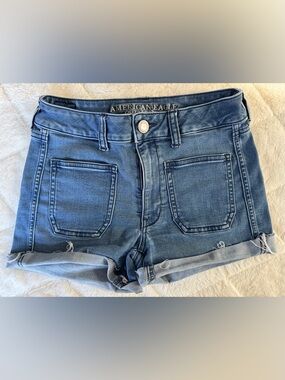 American Eagle High Rise Shortie Denim Shorts